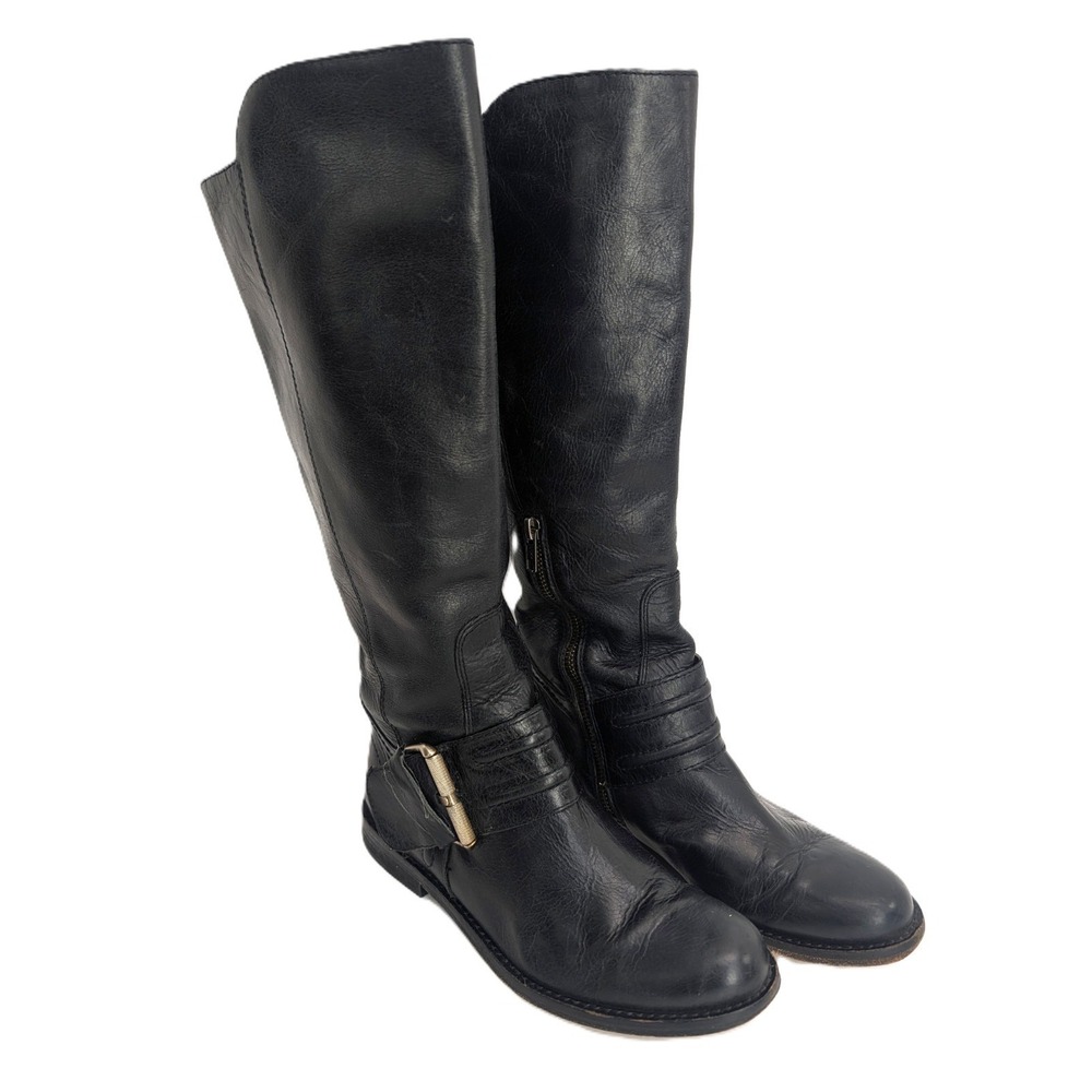 Lucchese 🐎Kaylee Buckle Boot Black Leather Biker Equestrian Riding - size 6.5 - Picture 1 of 15